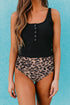Square Neck Sleeveless Print Tankini Set
